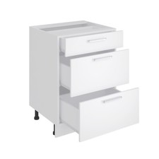 Schubladenschrank ALINA 60 cm Unterschrank Küchenschrank Einbauküche Weiß matt