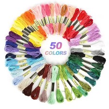 	Stickgarn Set Baumwolle 50 Farben Embroidery Thread Weicher Stickerei Faden ...