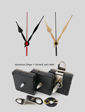 Quarz Uhrwerk mit Zeigersatz 90 mm leise Alu 9 cm schwarz gold  DIY, Wanduhr