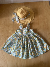 Mega Süßes Kleid Gr 80 Festlich 8-14 Monate Farbe Lila Grün Gelb Mit Hut Wie Neu