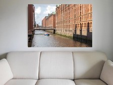 Leinwandbild Die Speicherstadt in Hamburg - Hafen Fotos Bilder Wandbilder Poster