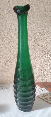 Vintage glasvase waldgrün - vintage,