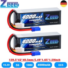 2x Zeee 18.5V 5S Lipo Akku 100C 4000mAh EC5 Soft shell für RC LKW Auto Flugzeug