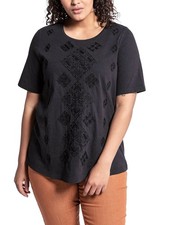 Big-Size Baumwolle Kurz-Arm Shirt Bluse Tunika Ulla Popken Gr. 50/52 Neu UP12