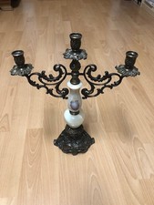 Kerzenständer,Messing,Marmor,3flammig,antik