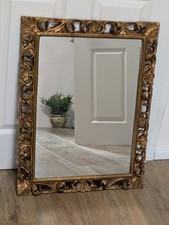 Schöner Geschnitzter Florentiner Bilderrahmen Vergoldet mit Spiegel 56 x 72 cm