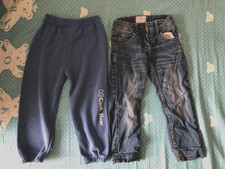 2x Warme Kinderhosen Set, Gr. 98/104, gefütterte Jeans & Sweat Hose, Herbst/Wint