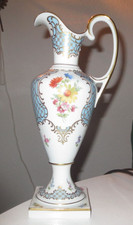 Lindner Kueps Bavaria Porzellan Vase Henkelvase Modell Princess bleu Golddekor