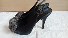Menbur Damen Pumps Schuhe Peeptoes Gr. 37 Schwarz Satin High Heels Abendschuhe 