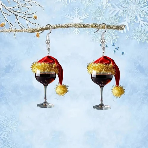 Weinglas-Weihnachtsohrringe