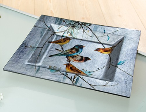 Teller glas deko schale birdy - glas,