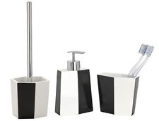 Bad Accessoires Set 3 tlg BiColor schwarz weiß, WC Garnitur Seifenspender Becher