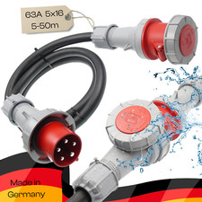 CEE Verlängerungskabel wasserdicht H07RN-F 5G16mm² 5x16mm² 63A PCE IP67 5-50m