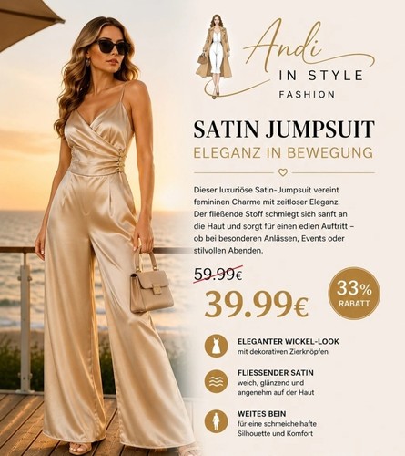 Satin jumpsuit damen elegant - satin,