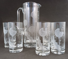 Glashütte EISCH 6 Wassergläser und Karaffe mit Künstlersignatur