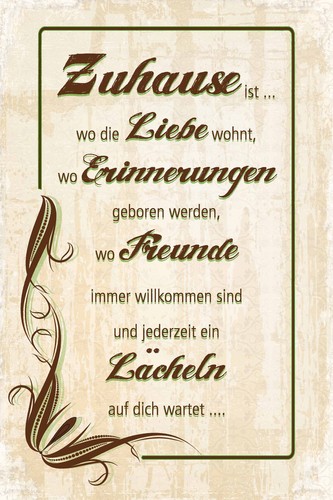 Blechschild zuhause - ,