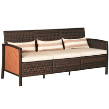 Rattan Sofa mit Kissen
