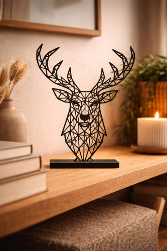 Low poly hirsch kopf skulptur - low,