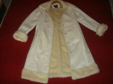 Edler Damen Designer Wintermantel, Dennis Basso, Fellbesatz, champagner, Gr. S