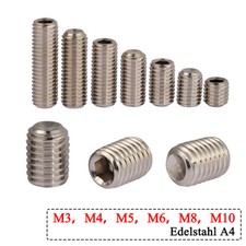 M3 bis M10 Madenschrauben Gewindestifte Innensechskant DIN 916 Edelstahl V4A A4