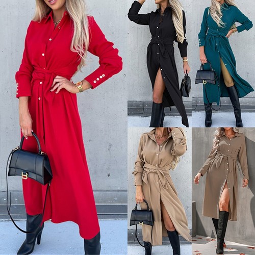 Damen knopf hemdkleid - knopf,