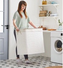 SONGMICS Wäschekorb mit 3 Fächern Creme ohne Deckel, Waschen, Bad, Organizer