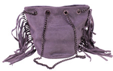 Tasche Leder Velours grau