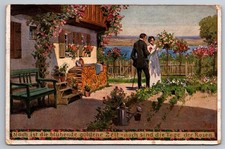 Künstler-AK Paul Hey Sommer Paar im Garten gelaufen 1917