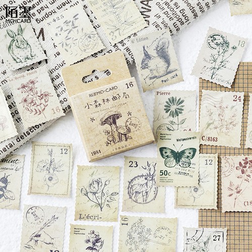 Retro briefmarken sticker set - sticker,