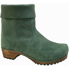 Sanita 'Sussi' Roll-top Suede Clog Boots in Green (477110) - Hölzern
