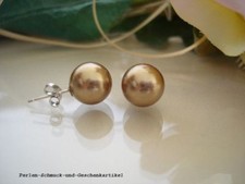 Ohrstecker MuschelkernPerlen in Tahiti-Gold 10mm 925er Silber TOP Geschenk