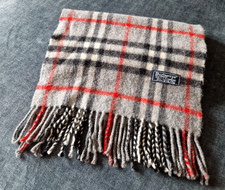 Original Burberry 100% Cashmere Schal Glen Check grau 140x28 cm