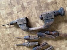 100 Jahre alte Einmalige antike Handbohrmaschine komplett HOLZ,immer Fam.Besitz