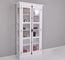 Vitrine Vitrinenschrank Schrank Regal Regalschrank schmale Vitrine Landhaus weiß
