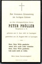 Sterbebild Peter Pröller 1965 Lauingen Donau Dillingen Schwaben