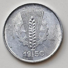 1 Pfennig 1950 A DDR Deutschland Aluminium