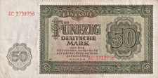 50 Deutsche Mark 1948, Serie AC, DDR-Druck, m. Pl.Nr.Rosenberg DDR-7a, Erh. II+