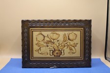 Schatulle Truhe antik Schmuck groß mit Schlüssel Holz geschnitzt intarsien Blume