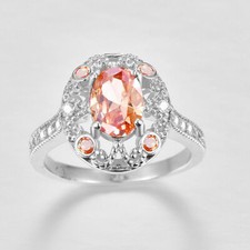 Damen-Ring Extravagante Ring Edelstein Morganit Filled Sterling Silber 925 topas