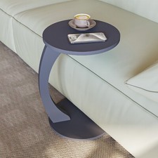 B-Ware Beistelltisch C-Form runder  Couchtisch, Sofatisch Rollen Wohnzimmer