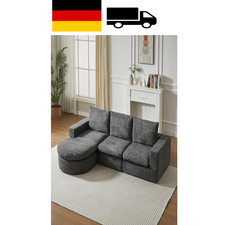 Chenille-Sofa mit gebogenen Elementen und Liegestuhl, vollständig komprimiert...