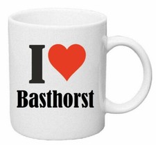 Kaffeetasse I Love Basthorst Keramik Höhe 9,5cm in Weiß