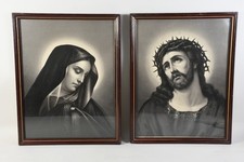 N91A41- 2x Druckgraphik Madonna Ecce Homo Jesus mit Dornenkrone um 1890