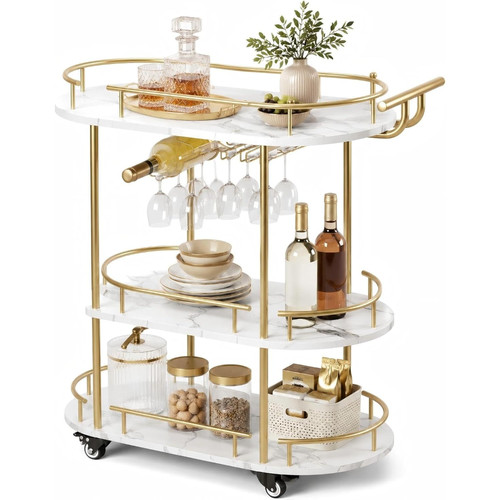 Goldener servierwagen - goldener,