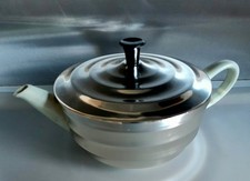 DDR Rackwitz Teekanne / 60er Jahre, Bauhausstil / Thermo-Haube, Filzverkleidung