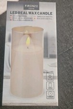 LED Kerze "3D FLAMME" mit TIMER Windlicht im Glas Blockkerze Wachs Real-Flame  