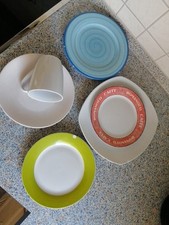 Konvolut 2,350 kg farbenfrohes POLTERGESCHIRR -  POLTERABEND insgesamt 6 Teile