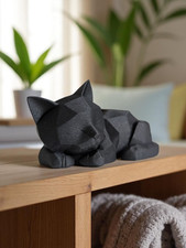 Low poly katze liegend schwarz - low,