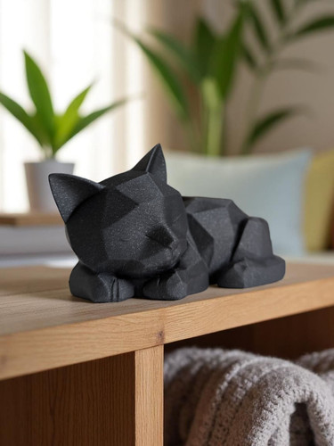 Low poly katze - poly, liegend