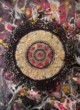 Acrylbild "Mandala", selbstgemalt, Arcylfarbe, Strukturpaste auf Leinwand